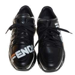 Fendi X Fila Black Leather Fila Mania Sneakers Size 40