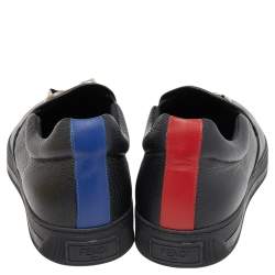 Fendi Black Leather Monster Bug Slip On Sneakers Size 43