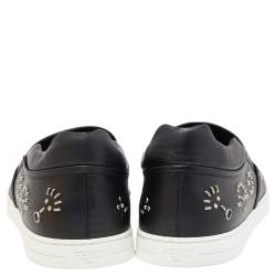 Fendi Black Leather Studded Slip On Sneakers Size 45