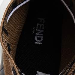 Fendi Brown/Beige FF Knit Fabric Sock Sneakers Size 45