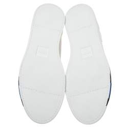 Fendi White Leather Low-Top Logo Print Sneakers Size 45