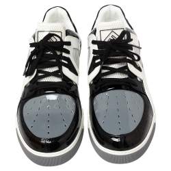  Fendi Tri Color Patent Leather and Mesh Fancy Low Top Sneakers Size 43