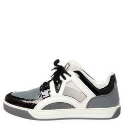  Fendi Tri Color Patent Leather and Mesh Fancy Low Top Sneakers Size 43