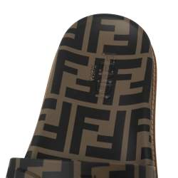 Fendi Brown/Black Zucca Rubber Flat Slide Sandals Size 43