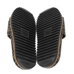 Fendi Brown/Black Zucca Rubber Flat Slide Sandals Size 43