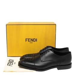 Pre Owned Fendi Black Leather FF Karligraphy Derbies Size 41