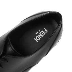 Pre Owned Fendi Black Leather FF Karligraphy Derbies Size 41