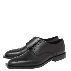 Pre Owned Fendi Black Leather FF Karligraphy Derbies Size 41