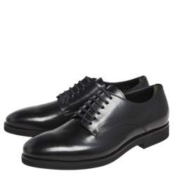 Pre Owned Fendi Black Leather Lace Up Oxfords Size 41