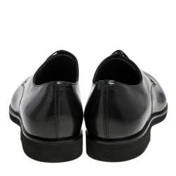 Pre Owned Fendi Black Leather Lace Up Oxfords Size 41