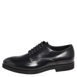 Pre Owned Fendi Black Leather Lace Up Oxfords Size 41