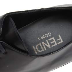 Pre Owned Fendi Black Leather Lace Up Oxfords Size 41