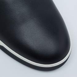 Fendi Black Leather Slip On Sneakers Size 44