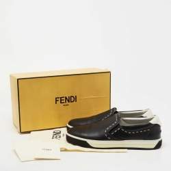 Pre Owned Fendi Black Leather Slip On Sneakers Size 44