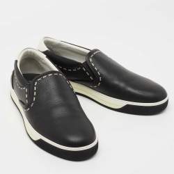 Pre Owned Fendi Black Leather Slip On Sneakers Size 44