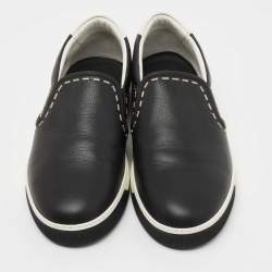 Pre Owned Fendi Black Leather Slip On Sneakers Size 44