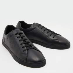 Pre Owned Fendi Black Leather Low Top Sneakers Size 41.5