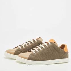 Fendi Tricolour Leather and FF Canvas Low Top Sneakers Size 42