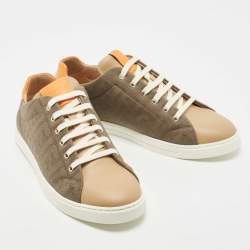 Fendi Tricolour Leather and FF Canvas Low Top Sneakers Size 42