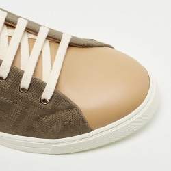 Fendi Tricolour Leather and FF Canvas Low Top Sneakers Size 42