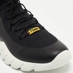 Pre Owned Fendi Black Canvas and Leather Low Top Sneakers Size 41