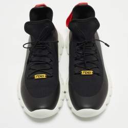 Pre Owned Fendi Black Canvas and Leather Low Top Sneakers Size 41