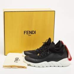 Pre Owned Fendi Black Canvas and Leather Low Top Sneakers Size 41