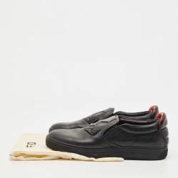 Fendi Black Leather Monster 3D Eyes Slip On Sneakers Size 44