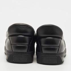 Fendi Black Leather Monster 3D Eyes Slip On Sneakers Size 44