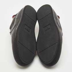 Fendi Black Leather Monster 3D Eyes Slip On Sneakers Size 44