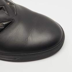 Fendi Black Leather Monster 3D Eyes Slip On Sneakers Size 44