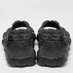 Fendi Black Logo Embossed Rubber Cloud Slides Size 44