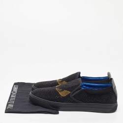 Pre Owned Fendi Black Suede Monster Swarovski Slip On Sneakers Size 43