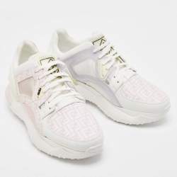 Fendi Multicolor Mesh and Leather Forever Fendi Low Top Sneakers Size 42 