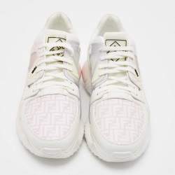 Fendi Multicolor Mesh and Leather Forever Fendi Low Top Sneakers Size 42 