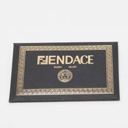 Pre Owned Fendi X Versace Gold Metal and Rubber Flat Slides Size 43