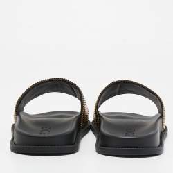 Pre Owned Fendi X Versace Gold Metal and Rubber Flat Slides Size 43