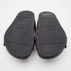 Pre Owned Fendi Black Crocodile and Leather Flat Slides Size 41