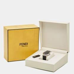 Pre Owned Fendi Black Stainless Steel Leather Palazzo F137060201 Men's Wristwatch 41 mm