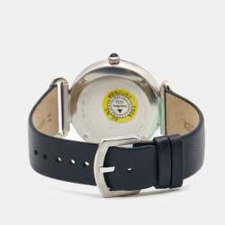 Pre Owned Fendi Black Stainless Steel Leather Palazzo F137060201 Men's Wristwatch 41 mm