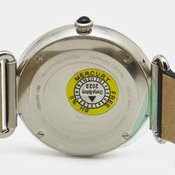 Pre Owned Fendi Black Stainless Steel Leather Palazzo F137060201 Men's Wristwatch 41 mm