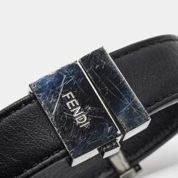 Fendi Monster Eye Enamel Leather Silver Tone Bracelet