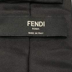 Fendi Black Monster Eye Embellished Silk Tie