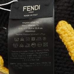 Fendi Black/Yellow Logo Knit Wool Beanie ( One Size )