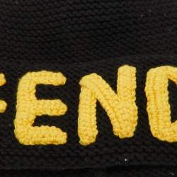 Fendi Black/Yellow Logo Knit Wool Beanie ( One Size )