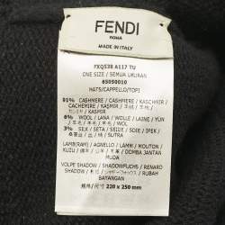 Fendi x Karl Lagerfeld Black Applique Cashmere Pom Pom Beanie 