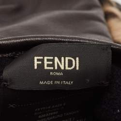 Fendi Brown FF Shearling and Leather Gloves 