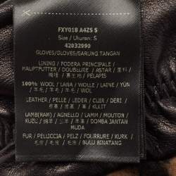 Fendi Brown FF Shearling and Leather Gloves 