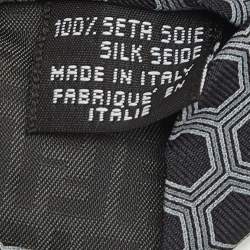 Fendi Grey Honeycomb Patterned Silk Tie