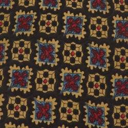 Pre Owned ربطة عنق فندي حرير سوداء بطبعة هندسية وزهور قديمة